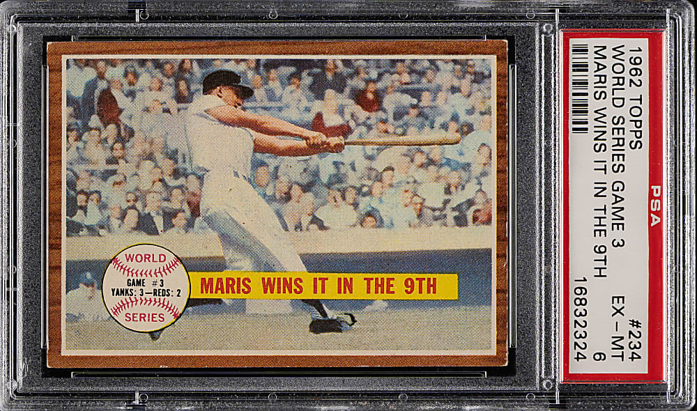 1962 Topps #234 World Series Game 3 Maris Wins it in the 9th PSA EX-MT 6