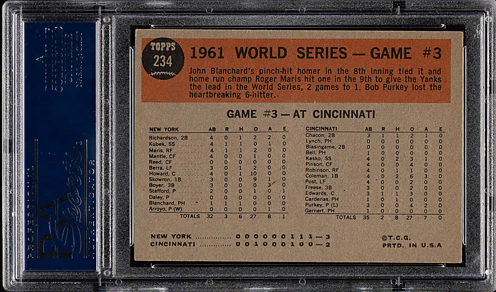 1962 Topps #234 World Series Game 3 Maris Wins it in the 9th PSA EX-MT 6