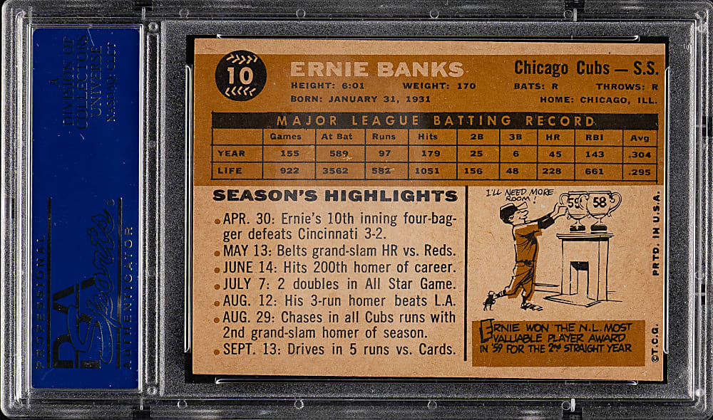 1960 Topps #10 Ernie Banks PSA EX-MT 6