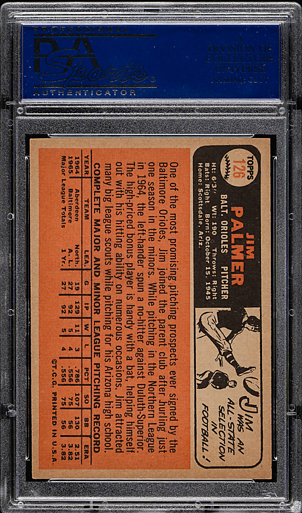 1966 Topps #126 Jim Palmer Rookie PSA EX-MT 6