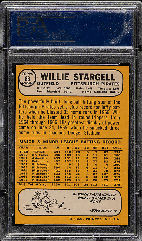 1968 Topps #86 Willie Stargell PSA NM-MT 8