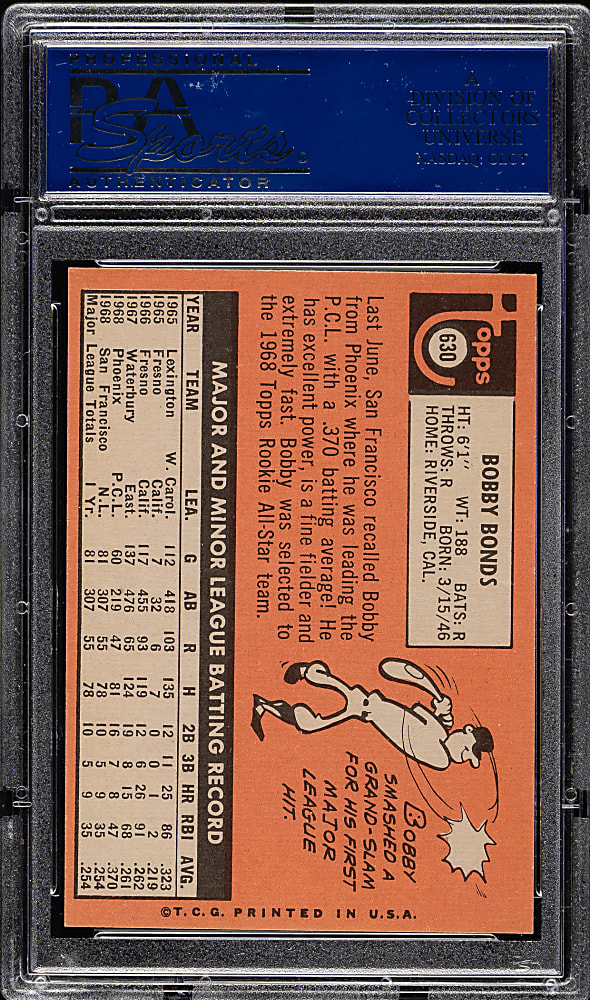 1969 Topps #630 Bobby Bonds Rookie PSA NM-MT 8