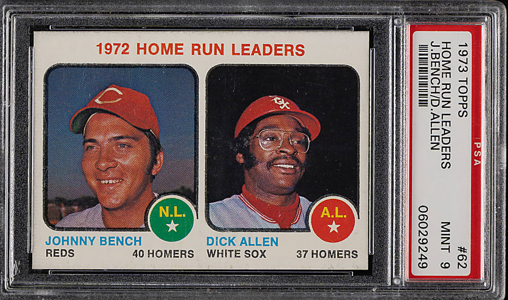 1973 Topps #62 Home Run Leaders with Johnny Bench PSA MINT 9