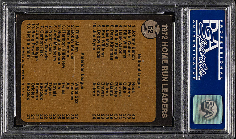 1973 Topps #62 Home Run Leaders with Johnny Bench PSA MINT 9