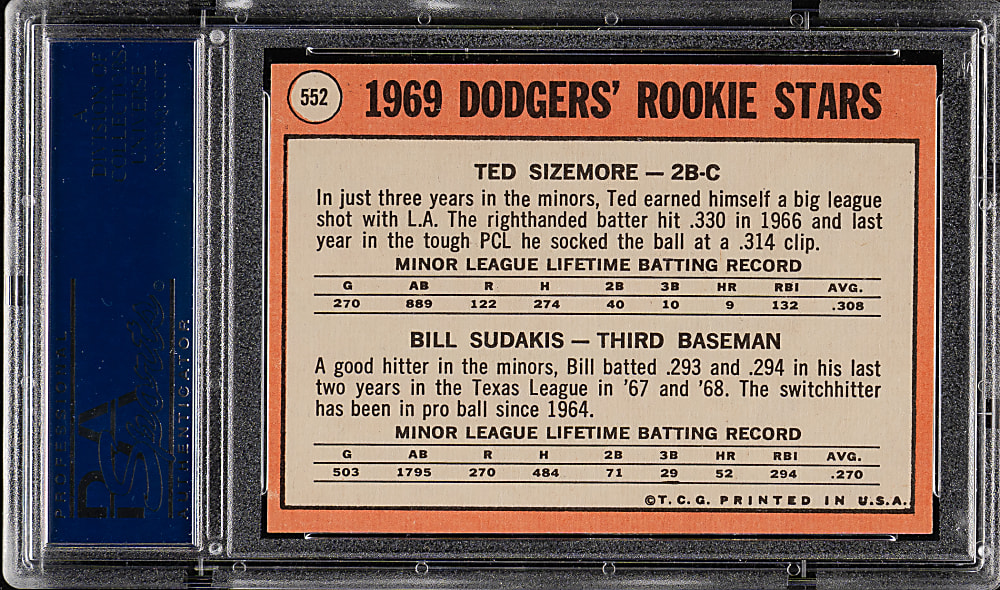 1969 Topps #552 Sizemore/Sudakis PSA MINT 9