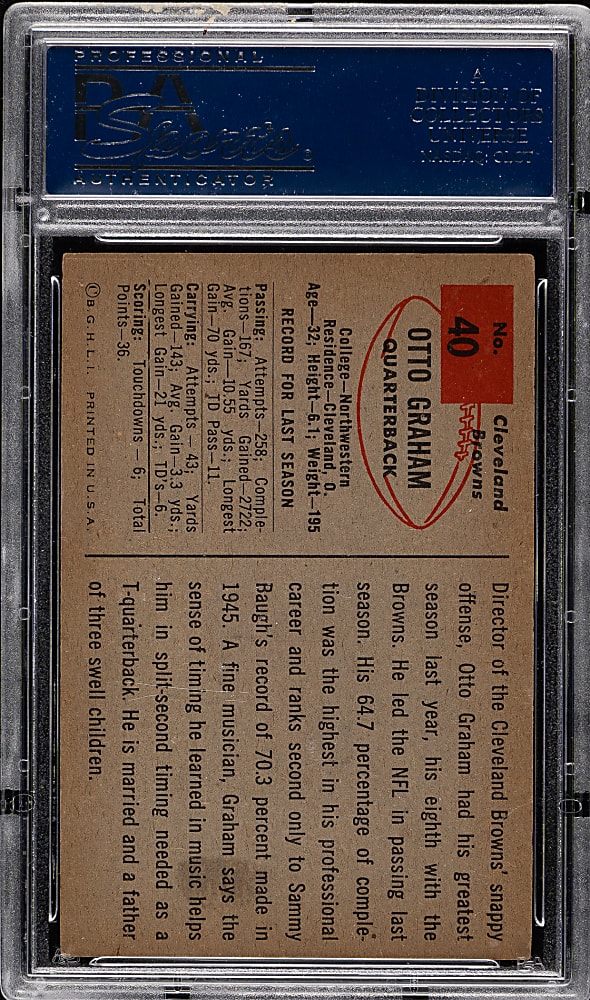 1954 Bowman Football #40 Otto Graham PSA EX-MT 6