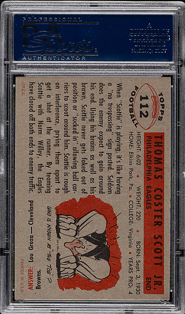 1956 Topps Football #112 Tom Scott PSA NM-MT 8