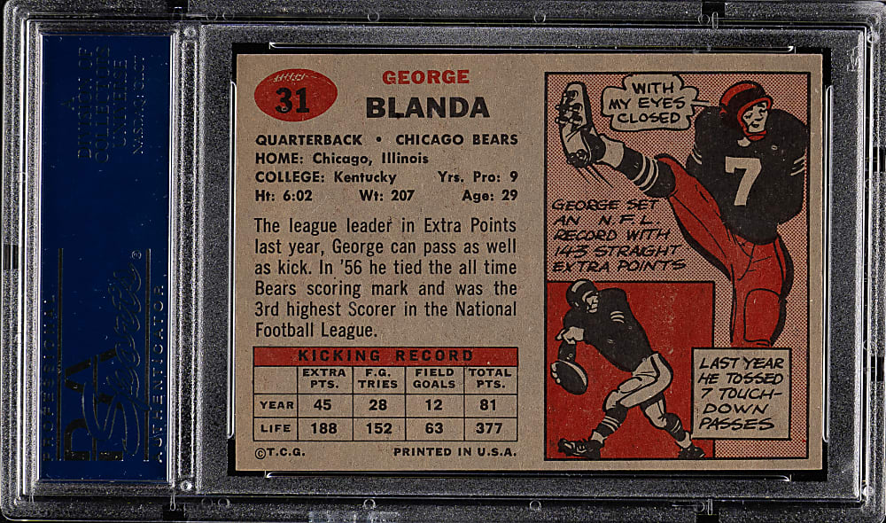 1957 Topps Football #31 George Blanda PSA EX-MT 6