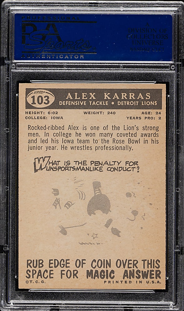 1959 Topps Football #103 Alex Karras Rookie PSA EX-MT 6