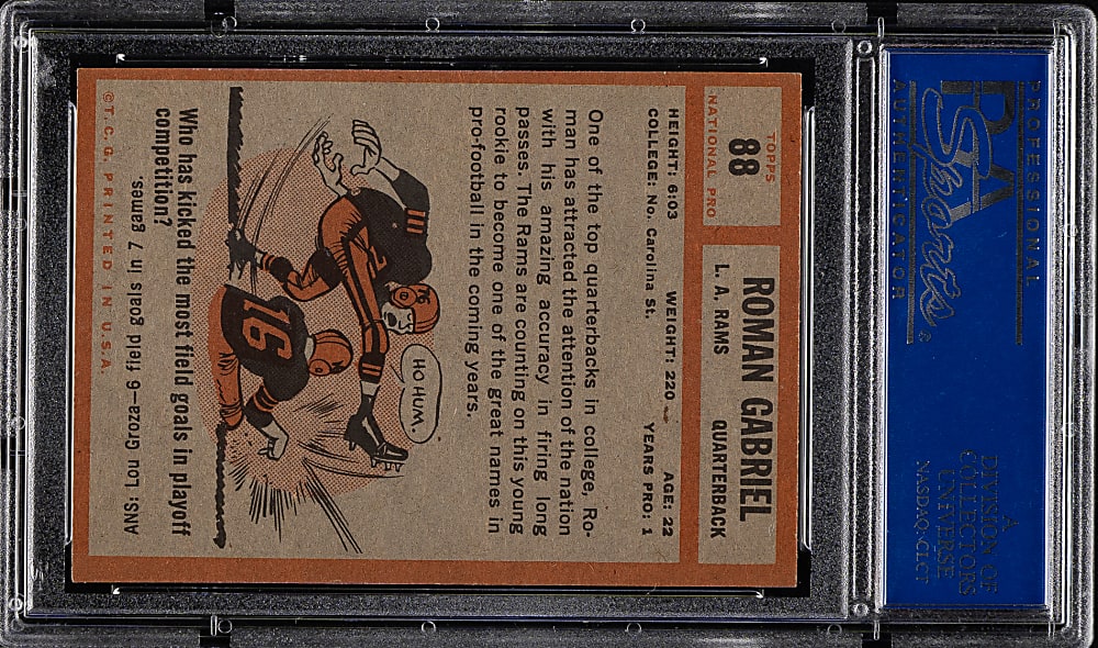1962 Topps Football #88 Roman Gabriel Rookie PSA EX-MT 6