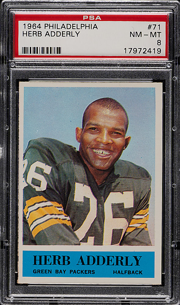 1964 Philadelphia Football #71 Herb Adderly Rookie PSA NM-MT 8