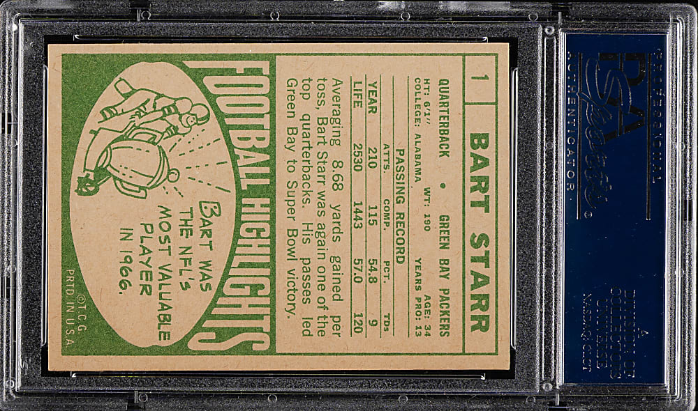 1968 Topps Football #1 Bart Starr PSA EX-MT 6