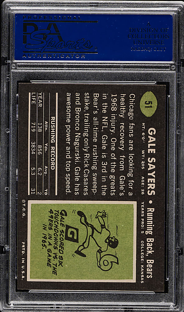1969 Topps Football #51 Gale Sayers PSA NM 7