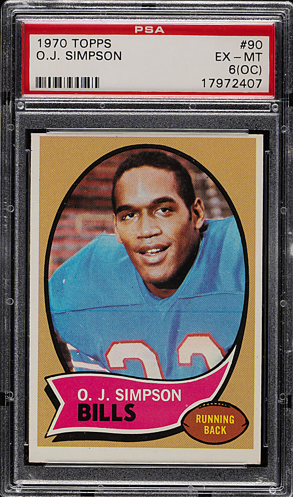 1970 Topps Football #90 O.J. Simpson Rookie PSA EX-MT 6 (OC)