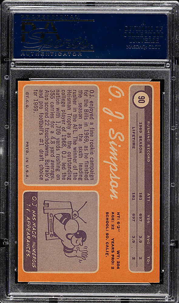 1970 Topps Football #90 O.J. Simpson Rookie PSA EX-MT 6 (OC)