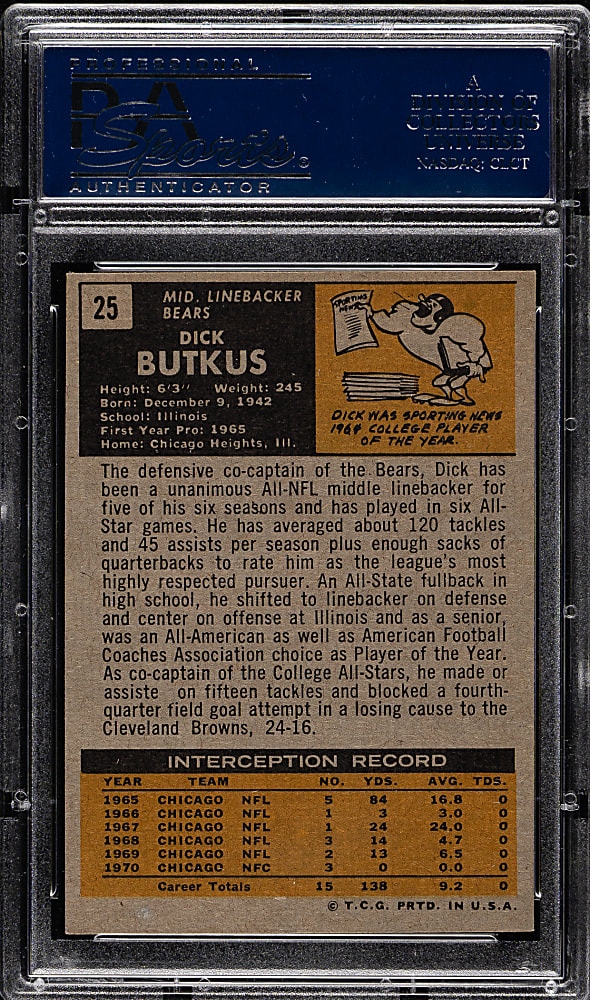 1971 Topps Football #25 Dick Butkus PSA NM 7