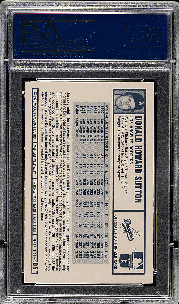1973 Kellogg's #5 Don Sutton PSA GEM MINT 10