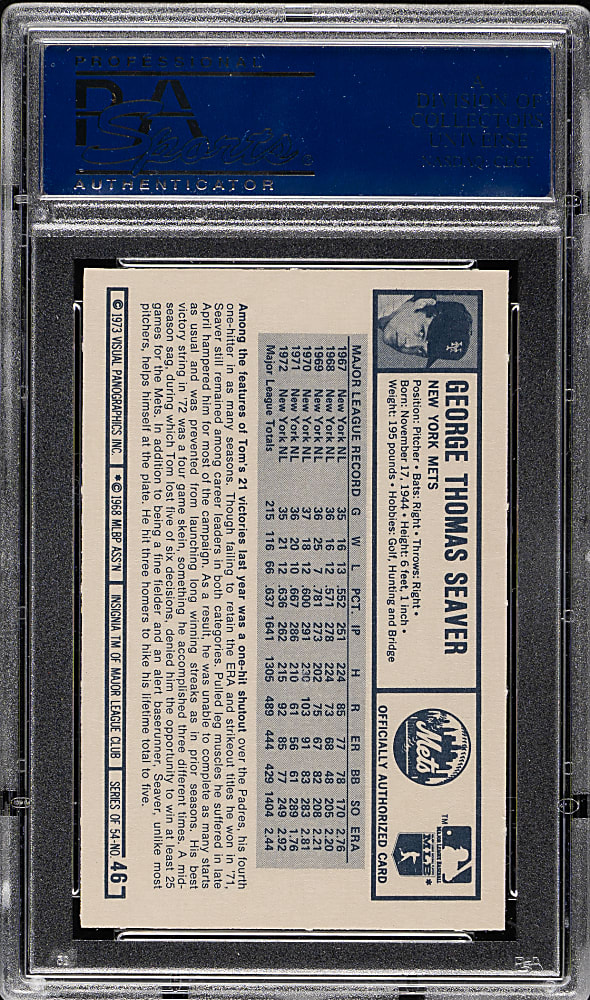 1973 Kellogg's #46 Tom Seaver PSA GEM MINT 10