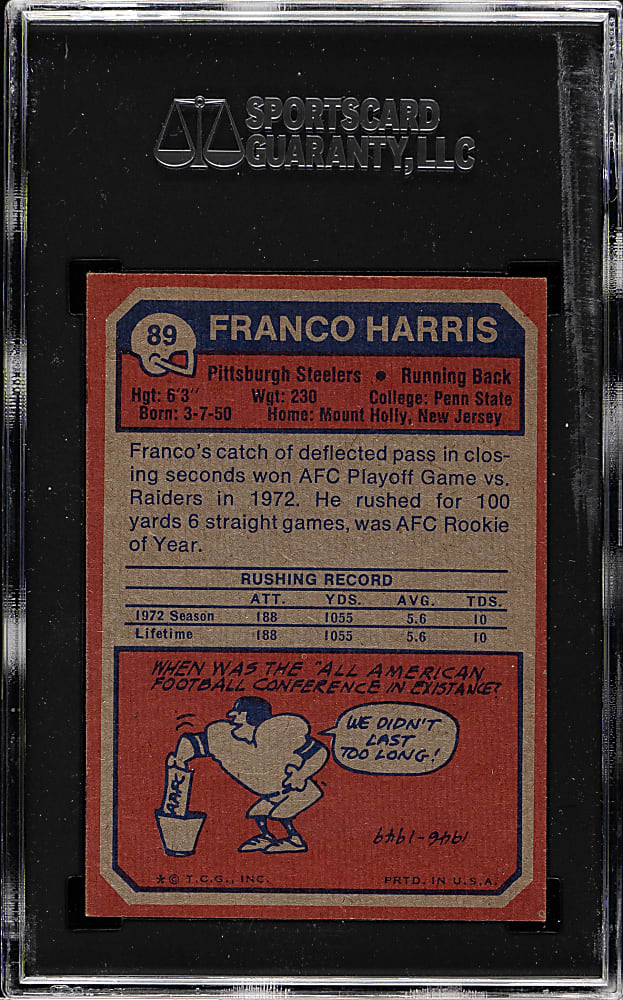 1973 Topps Football #89 Franco Harris Rookie SGC NM/MT 88