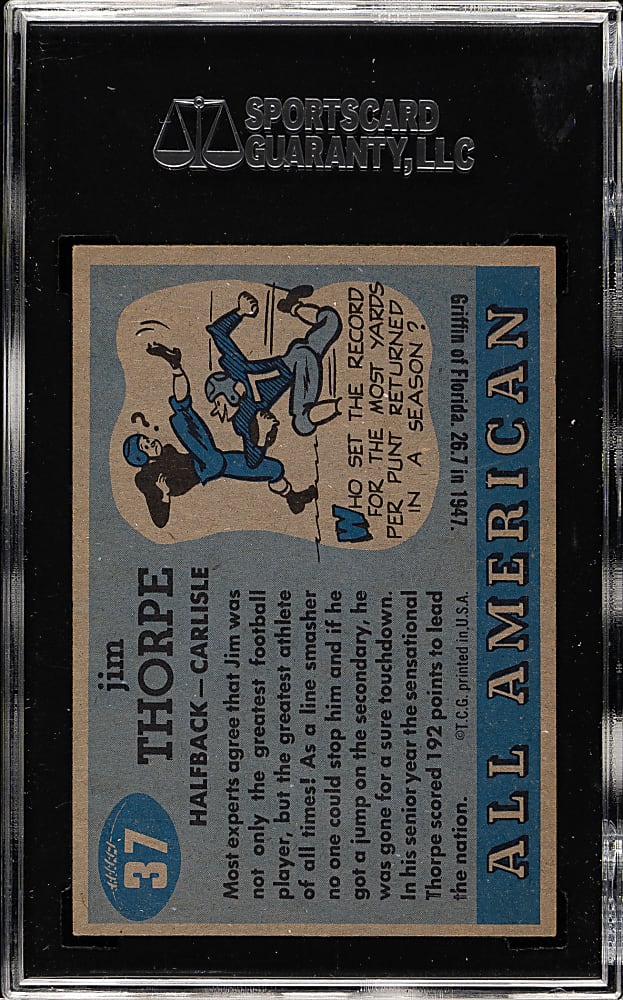 1955 Topps All-American Football #37 Jim Thorpe SGC EX 60
