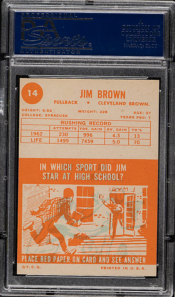 1963 Topps Football #14 Jim Brown PSA EX-MT 6
