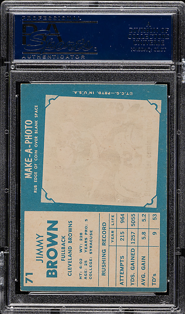 1961 Topps Football #71 Jim Brown PSA EX-MT 6