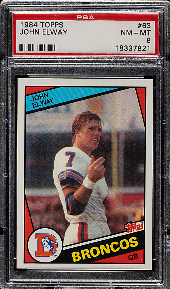 1984 Topps Football #63 John Elway Rookie PSA NM-MT 8