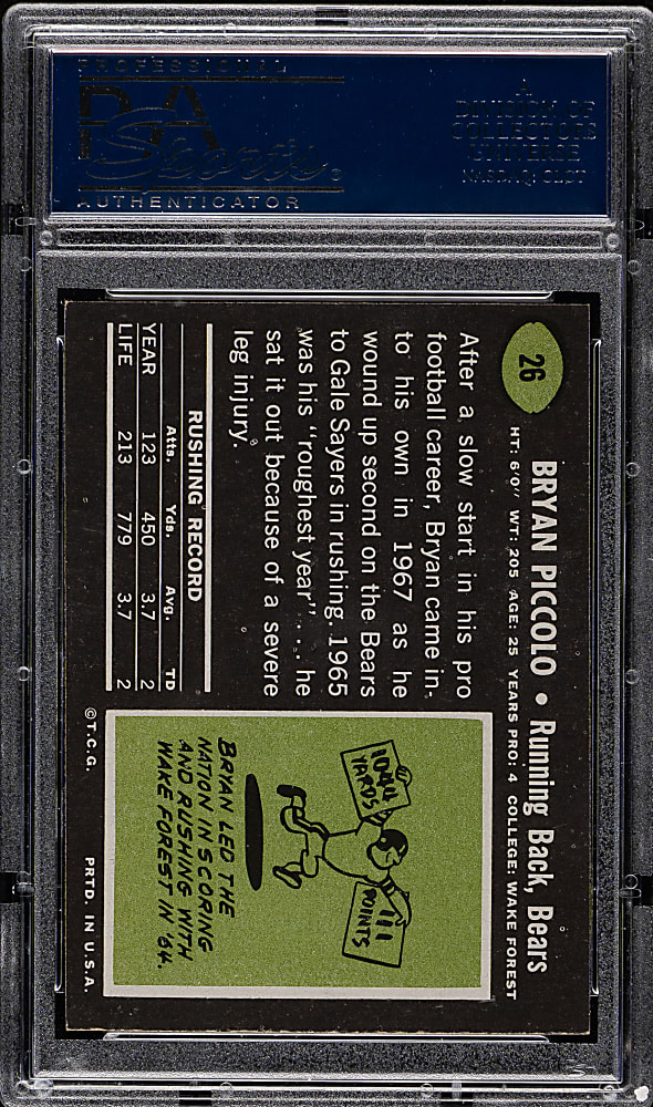 1969 Topps Football #26 Brian Piccolo Rookie PSA NM 7