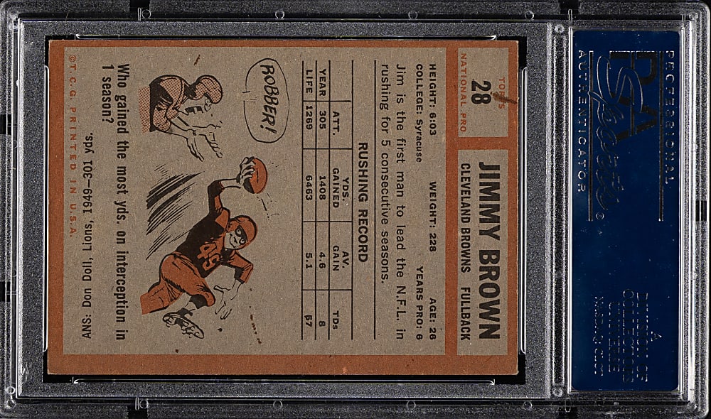 1962 Topps Football #28 Jim Brown PSA EX-MT 6