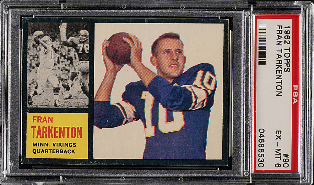 1962 Topps Football #90 Fran Tarkenton Rookie PSA EX-MT 6
