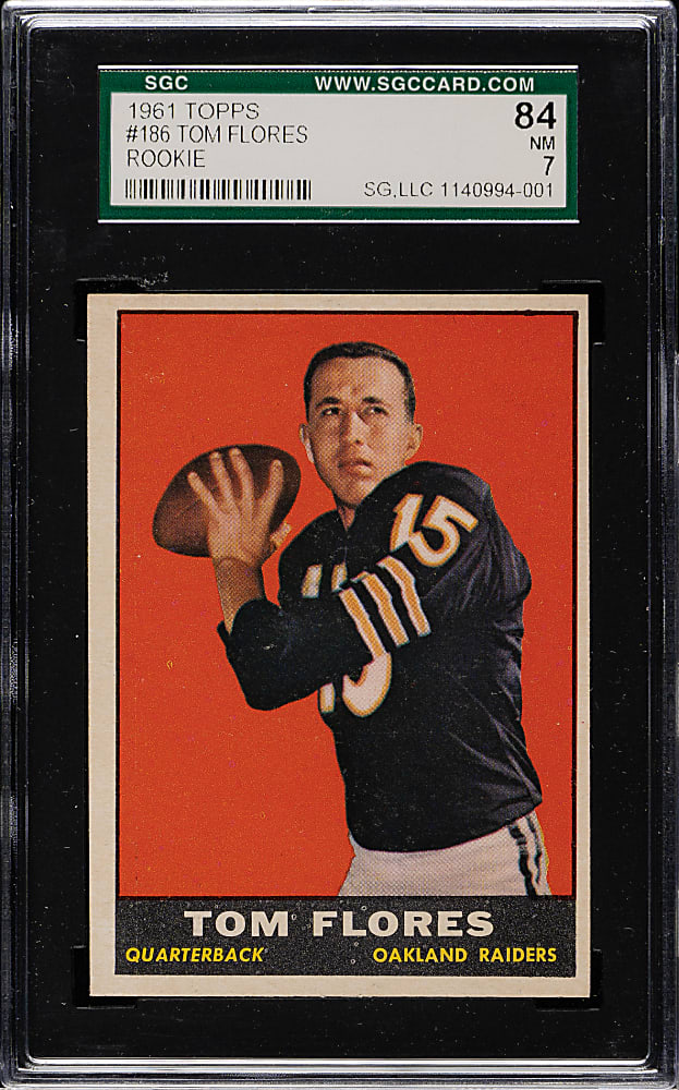 1961 Topps Football #186 Tom Flores Rookie SGC NM 84