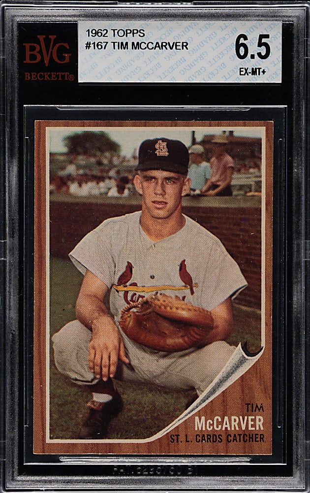1962 Topps #167 Tim McCarver Rookie BVG EX-MT+ 6.5