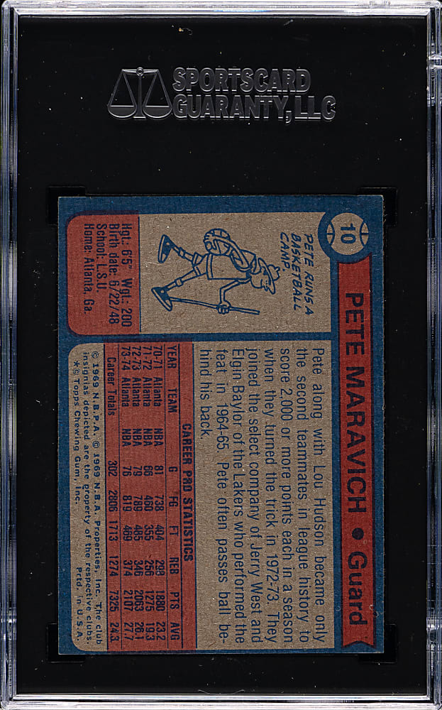 1974-1975 Topps Basketball #10 Pete Maravich SGC EX/NM+ 6.5