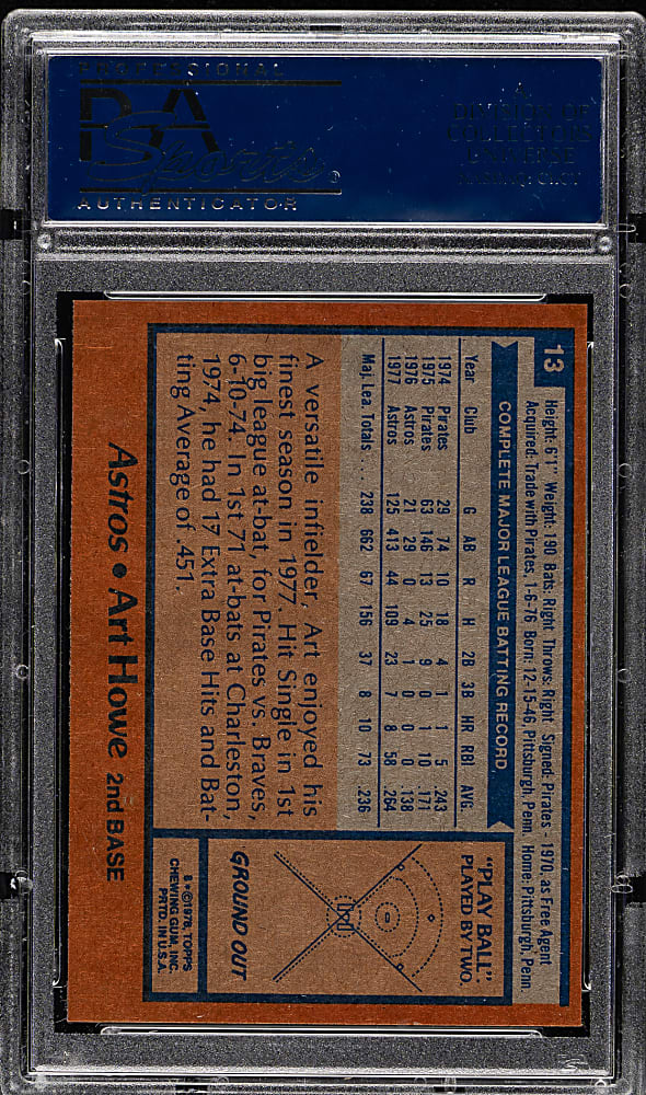 1978 Topps #13 Art Howe PSA GEM MINT 10