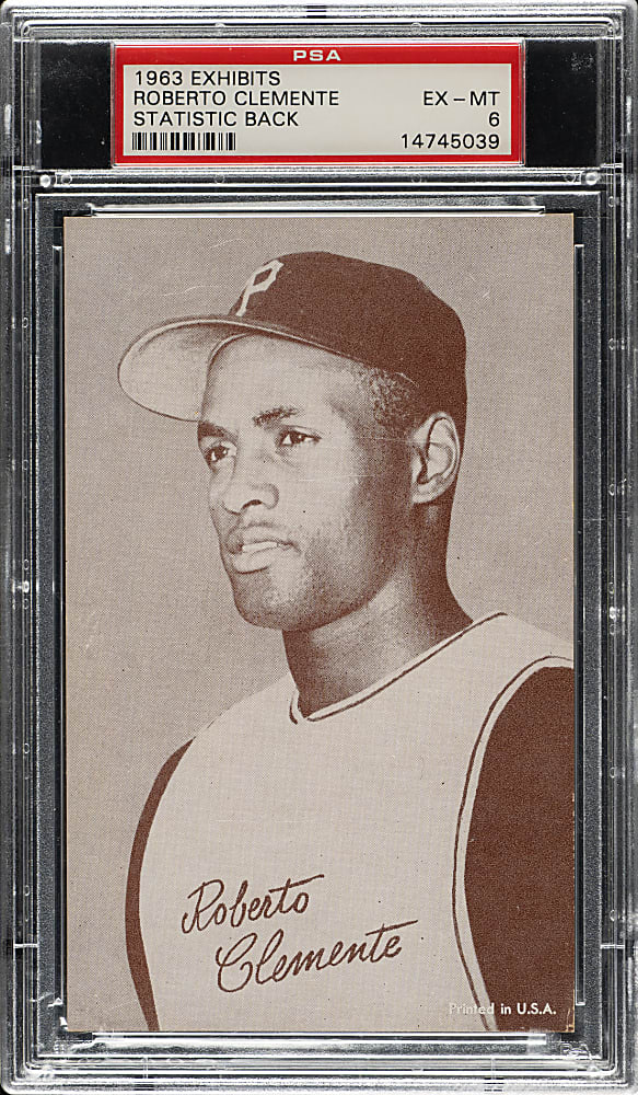 1963 Statistic Back Exhibits Roberto Clemente PSA EX-MT 6