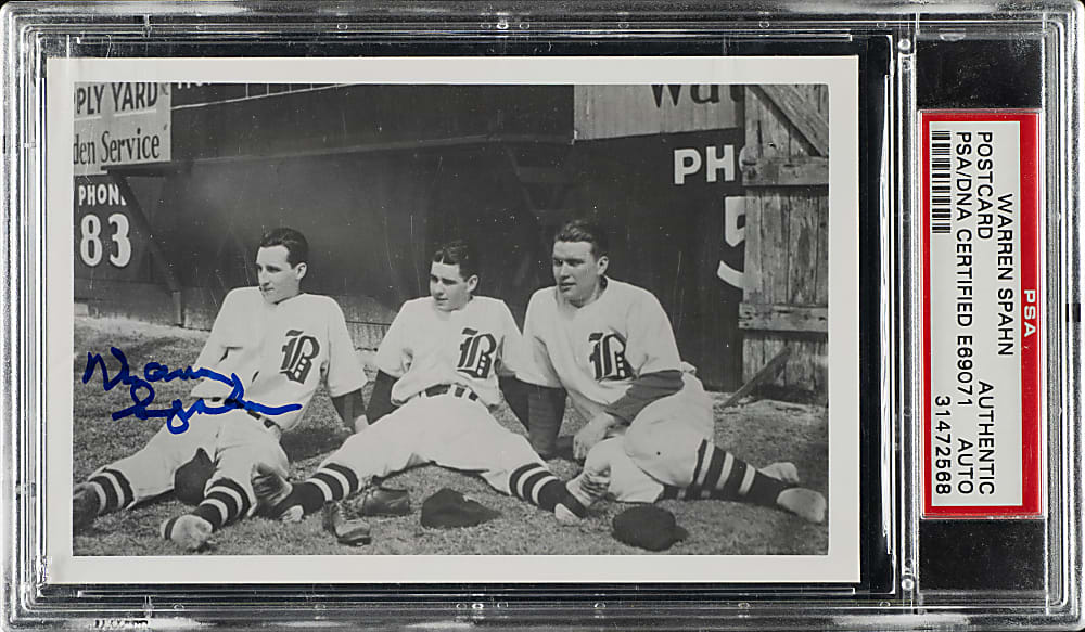 Warren Spahn Signed Postcard - PSA/DNA
