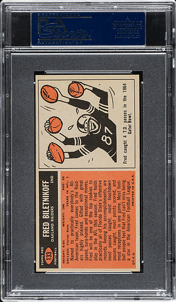 1965 Topps Football #133 Fred Biletnikoff Rookie PSA EX 5