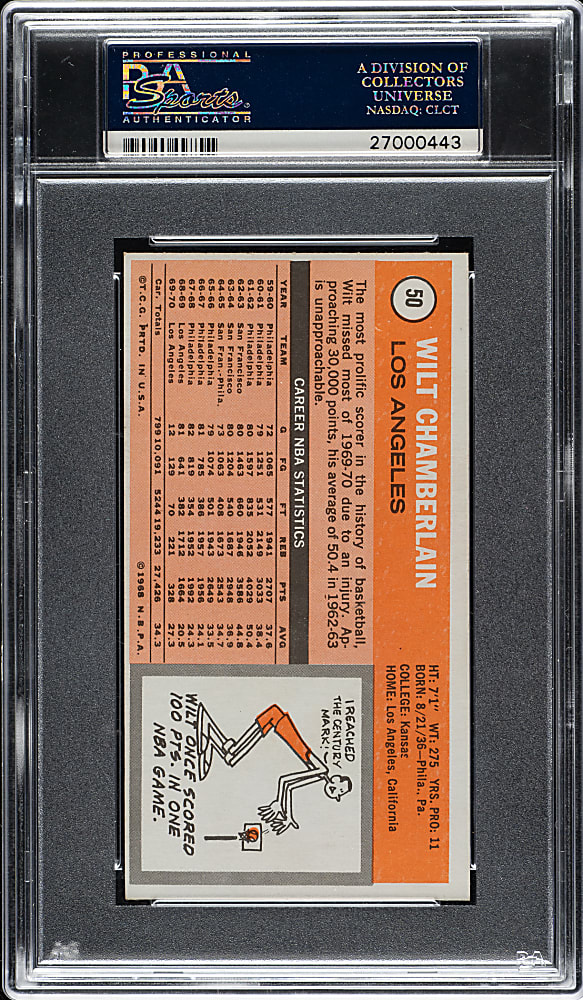 1970-1971 Topps Basketball #50 Wilt Chamberlain PSA NM-MT 8