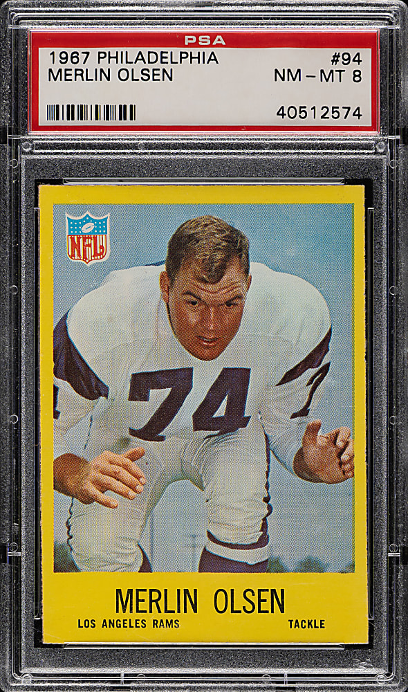 1967 Philadelphia Football #94 Merlin Olsen PSA NM-MT 8