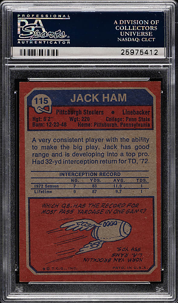 1973 Topps Football #115 Jack Ham Rookie PSA NM-MT 8