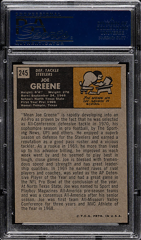 1971 Topps Football #245 Joe Greene Rookie PSA EX 5