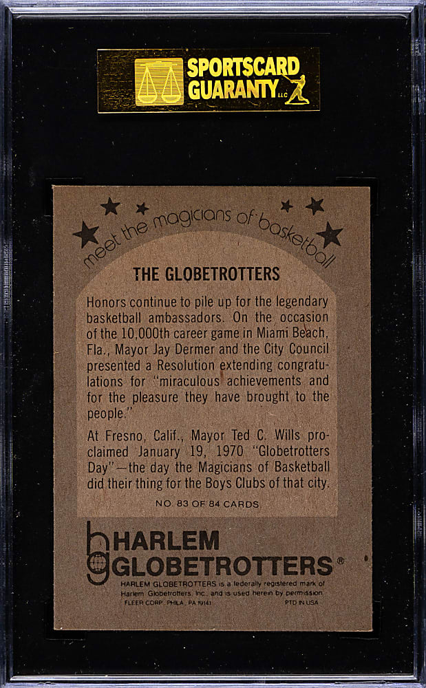 1971 Fleer "Harlem Globetrotters" Basketball #83 The Globetrotters SGC NM/MT 88