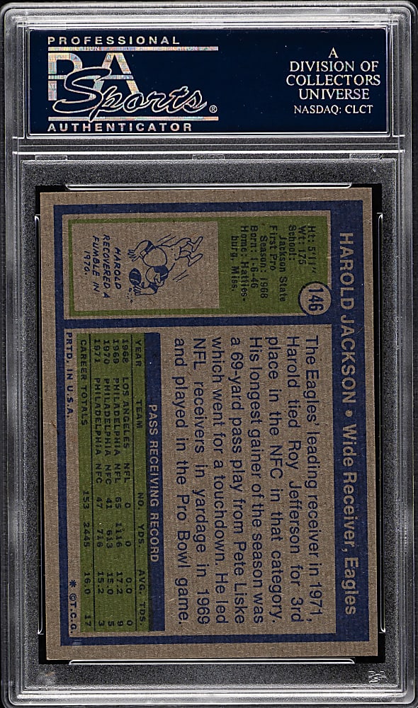 1972 Topps Football #146 Harold Jackson PSA MINT 9