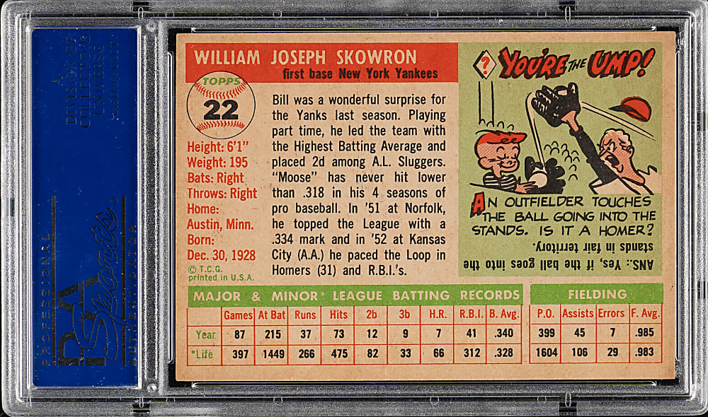 1955 Topps #22 Bill Skowron PSA NM-MT 8