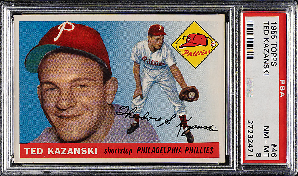 1955 Topps #46 Ted Kazanski PSA NM-MT 8