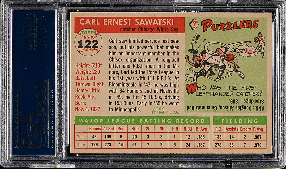 1955 Topps #122 Carl Sawatski PSA NM-MT 8