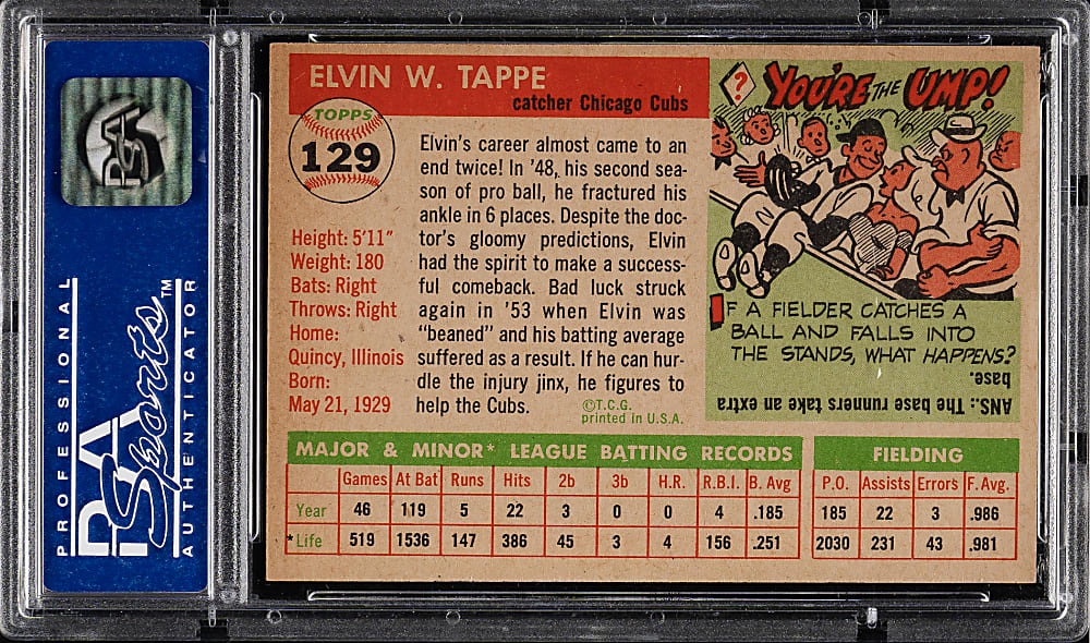 1955 Topps #129 Elvin Tappe PSA NM-MT 8