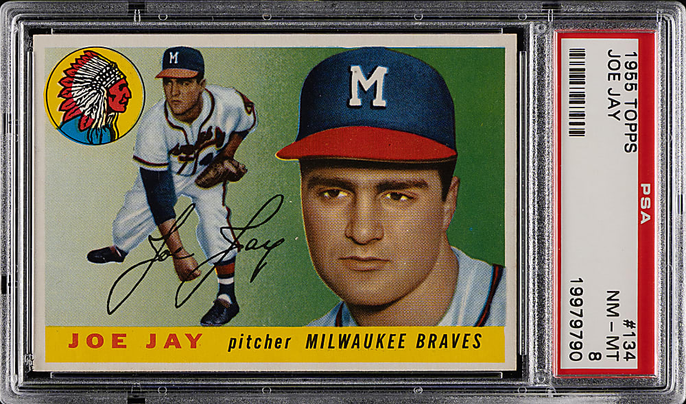 1955 Topps #134 Joe Jay PSA NM-MT 8