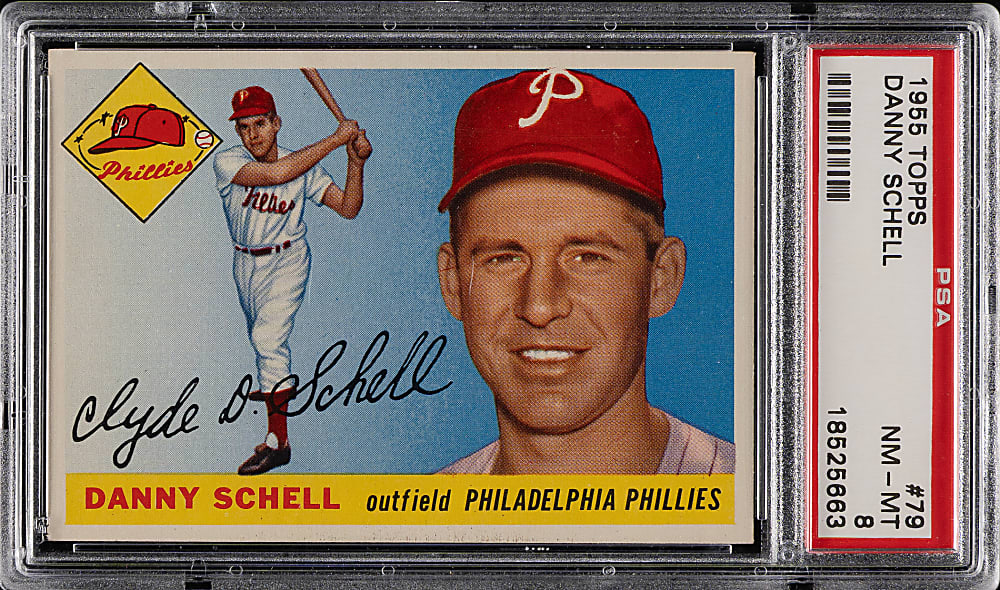 1955 Topps #79 Danny Schell PSA NM-MT 8