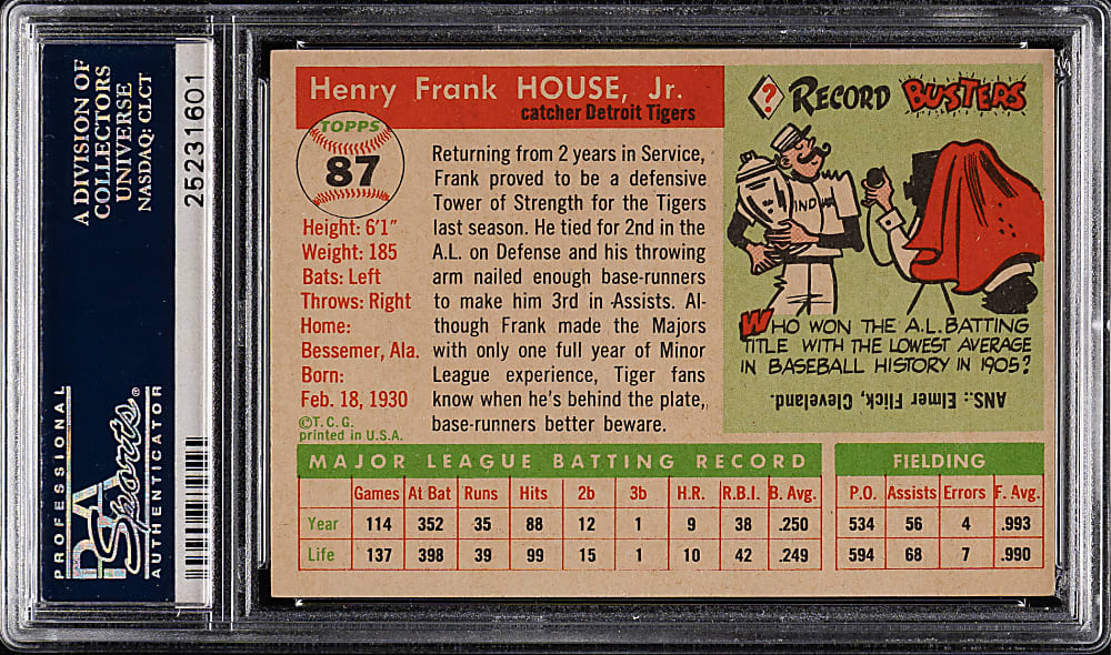 1955 Topps #87 Frank House PSA NM-MT 8
